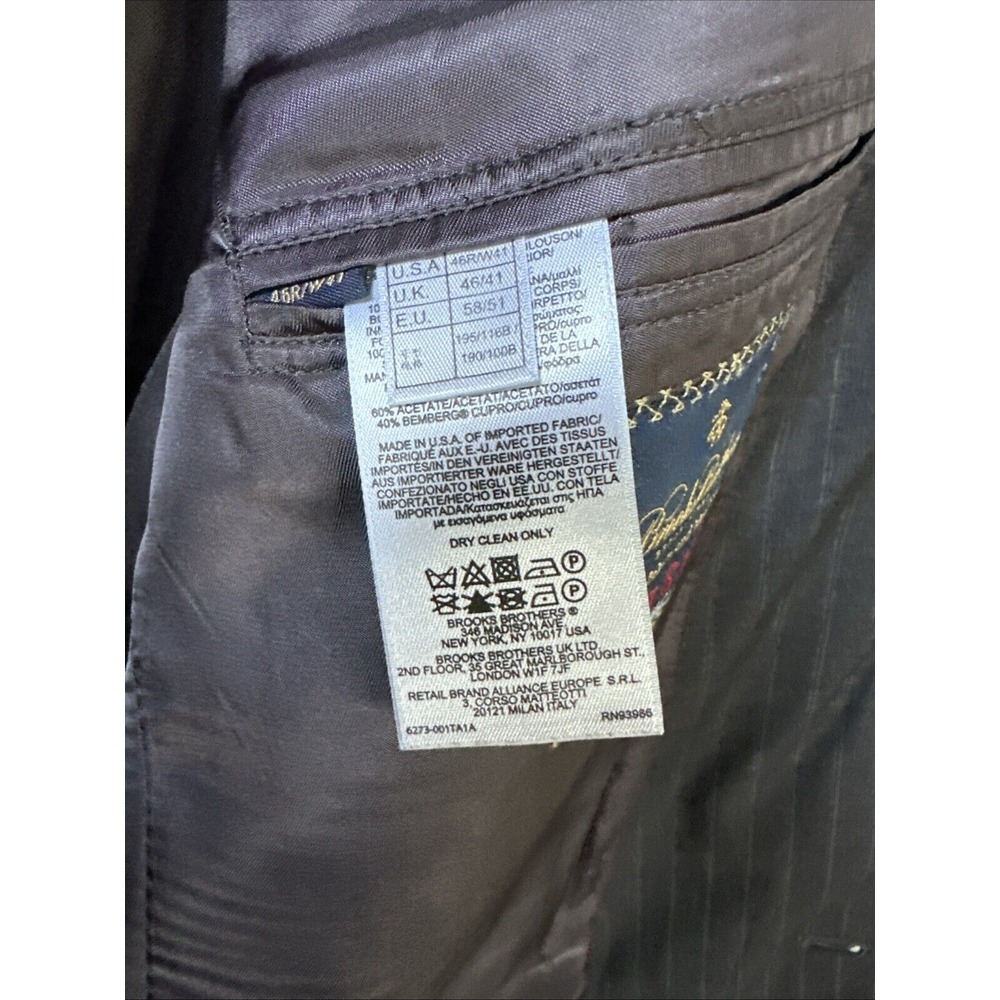 Brooks Brothers 1818 Wool Suit 46R 41W Estrato Trabaldo Togna Makers Luxury USA - Picture 7 of 12